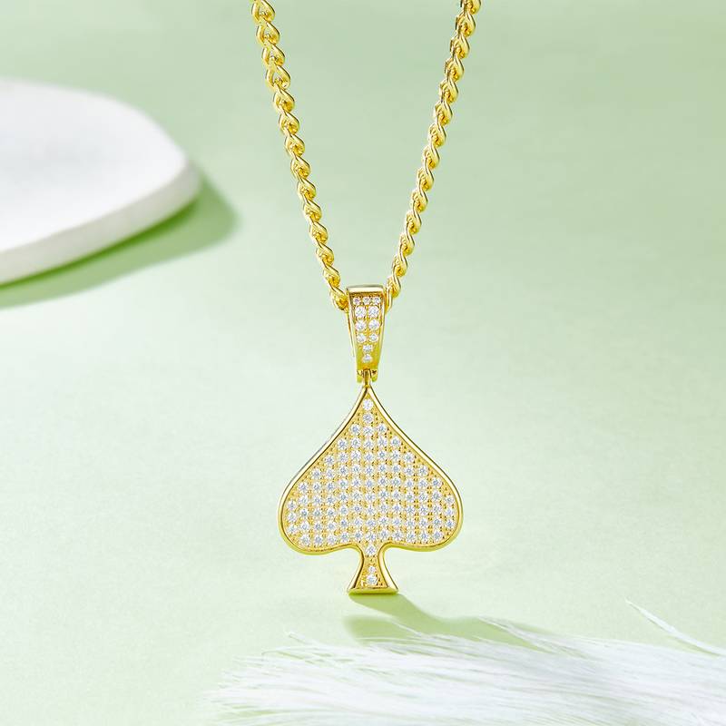 黑桃嘻哈项链S925银吊坠莫桑钻厘石D级0.78CT